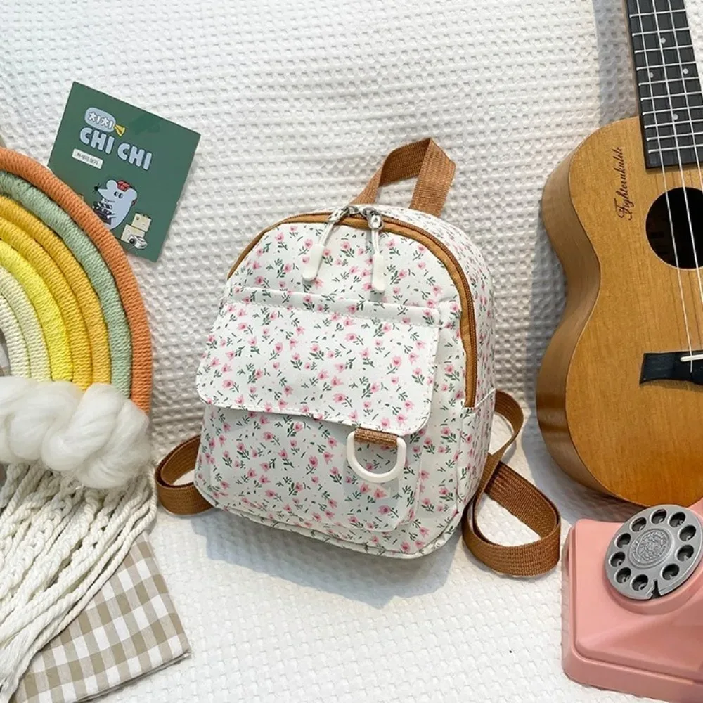 nouveau mini sac à dos imprimé fleuri sac de rangement en velours côtelé doux version coréenne sac à dos cadeau