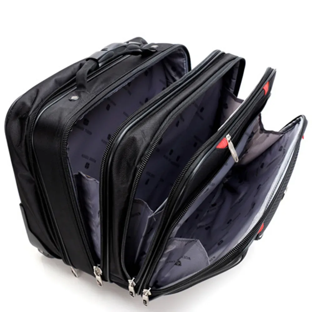 valise à roulettes pour ordinateur portable de 18 pouces en oxford imperméable, multi-poches, pour ordinateur portable, tablette, sac de transport, bagage de voyage