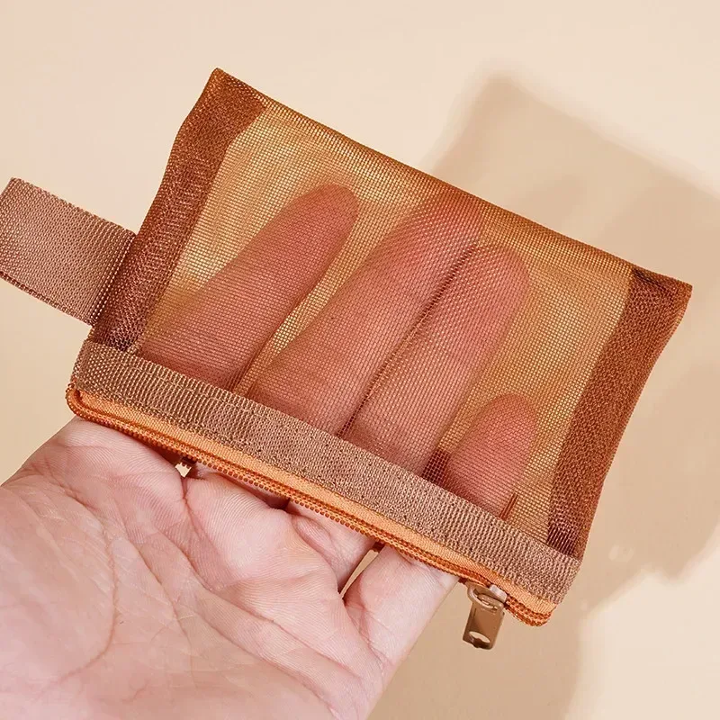 petit sac carré de couleur unie pour pièces de monnaie, maille en nylon, rouge à lèvres, clé, écouteurs, support organisateur, bus, banque, carte d'identité, cartes de crédit, pochette de rangement