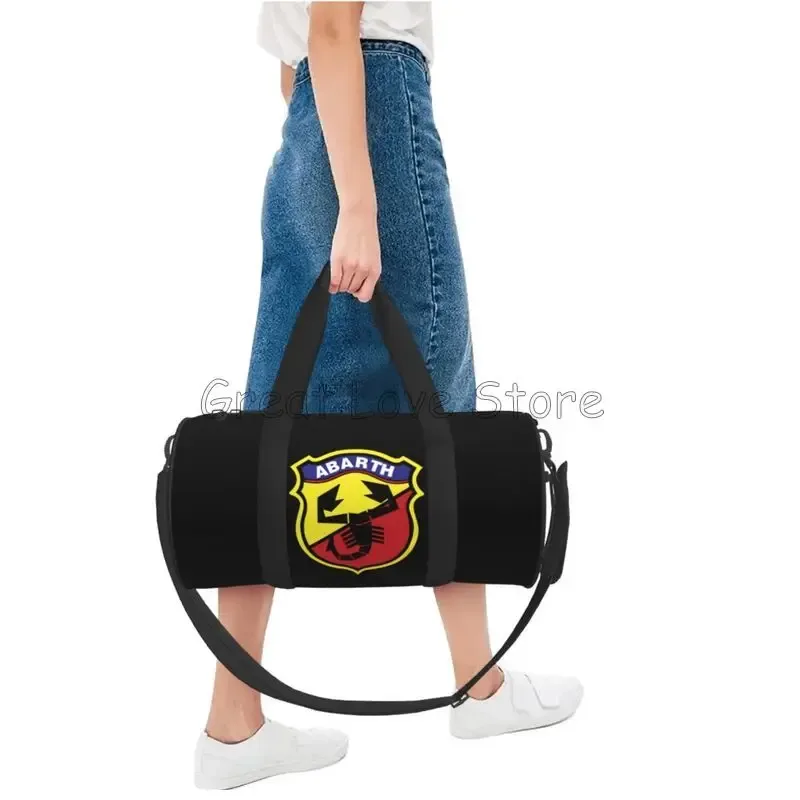 sac voyage polyester résistant eau style décontracté camouflage logo abarth noir jaune rouge ovale poignée amovible