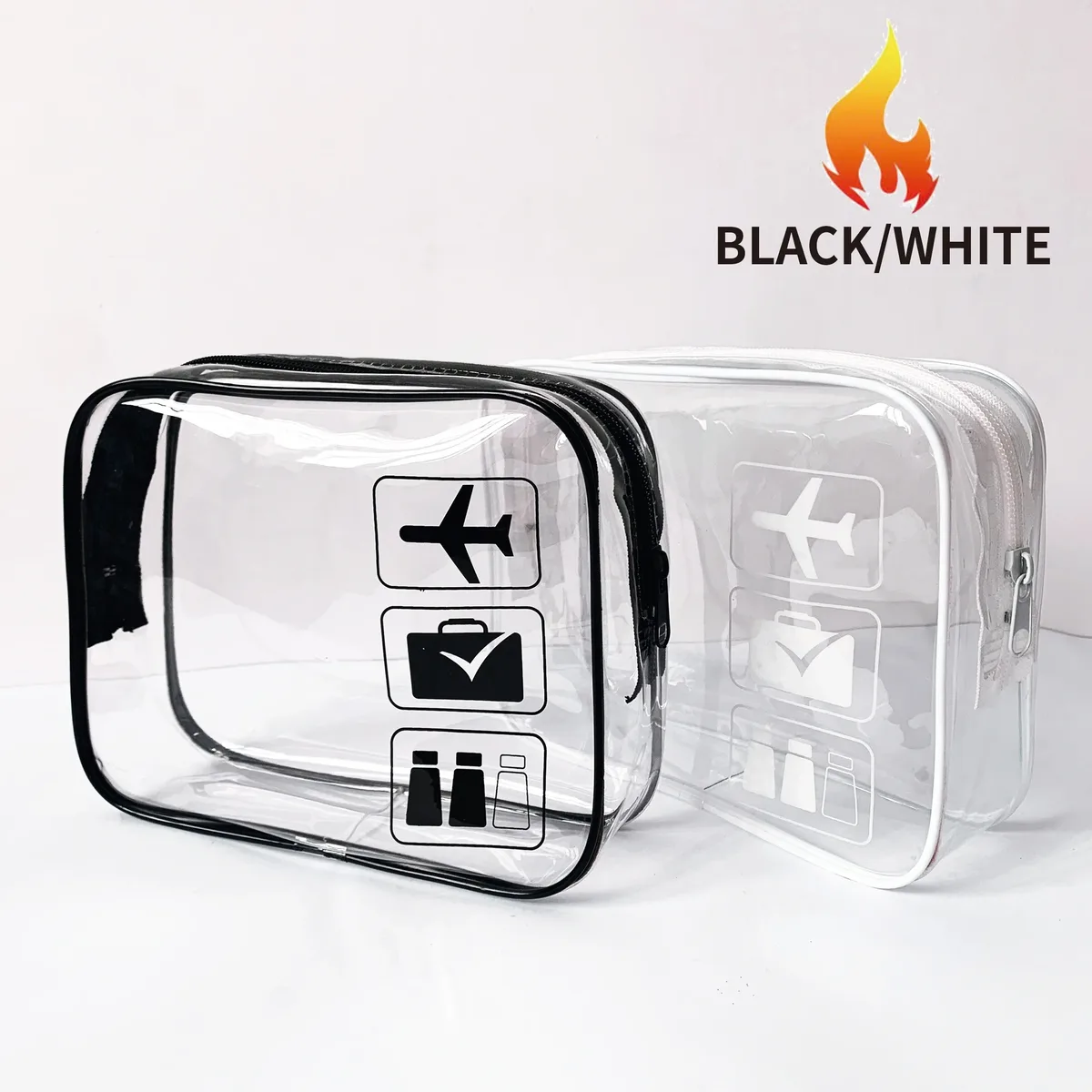 sac de voyage transparent en pvc certifié tsa pour articles de toilette, accessoires de transport aérien