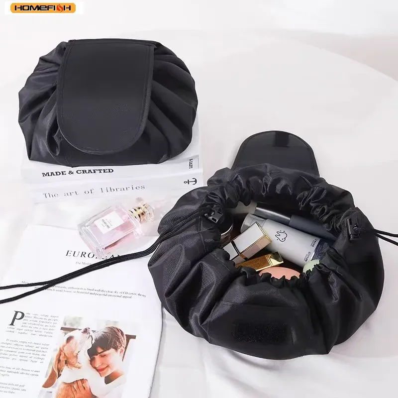 sac à cosmétiques à cordon de serrage pour femmes, sac de rangement de voyage, organisateur de maquillage, pochette de maquillage portable, étui de beauté étanche
