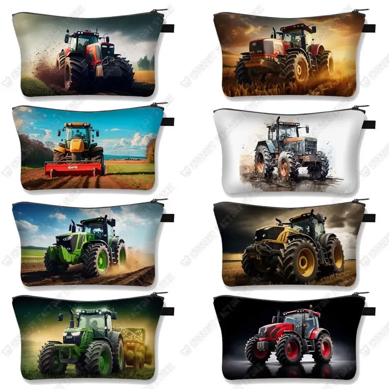 trousse de maquillage de ferme pour femme, jeu avec le tracteur, boîte de maquillage, stockage de poudres, portefeuille pour femme, étui cosmétique, récolte