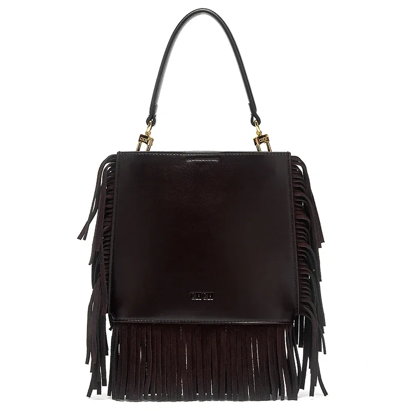 sac à main chch pour femme, nouvelle collection été 2026, sac rétro à pompons, sac de téléphone couleur chocolat 19*0.45*18cm