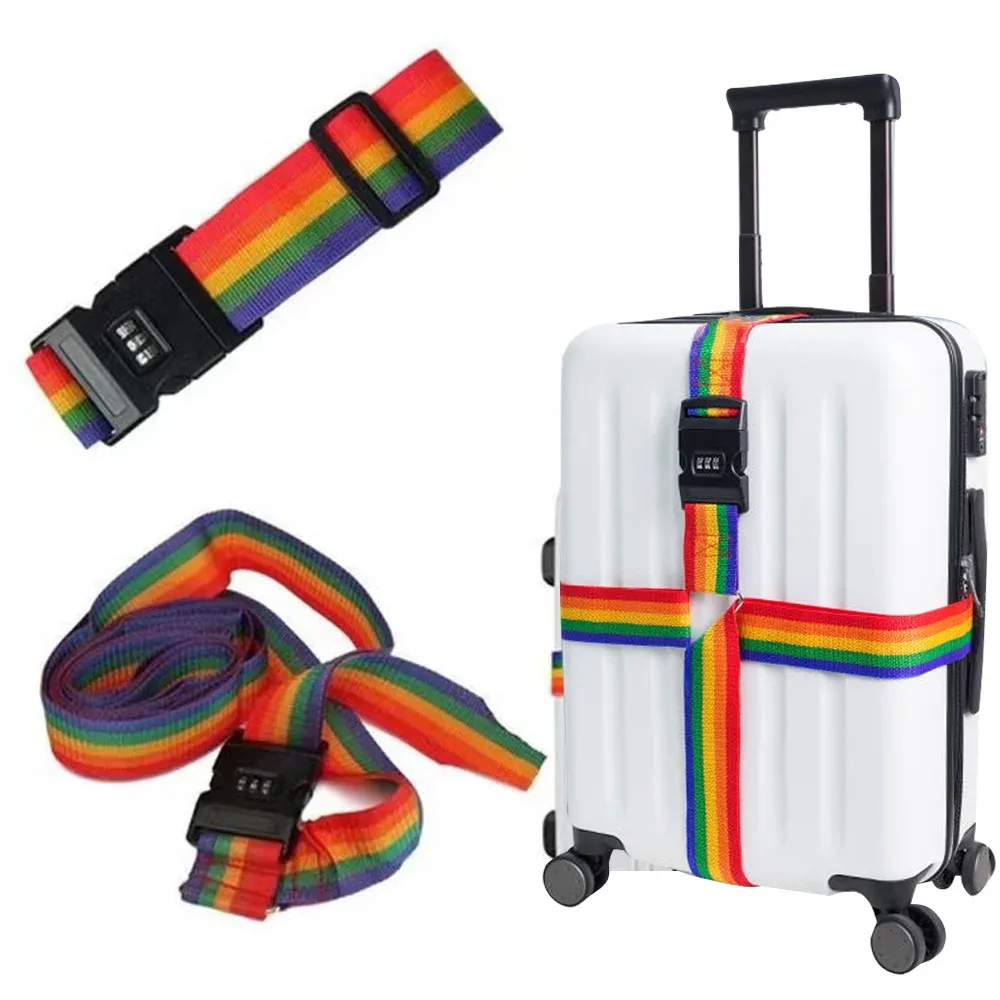 cadenas tsa nylon violet vert voyage shopping sécurité ceinture bagage roulettes arc ciel motif