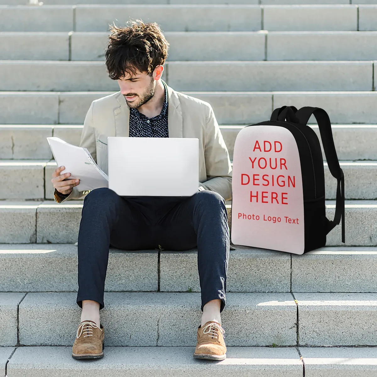 sac à dos personnalisé avec texte, logo, photo, design sur mesure, sac à dos décontracté pour hommes et femmes, travail, école, voyage