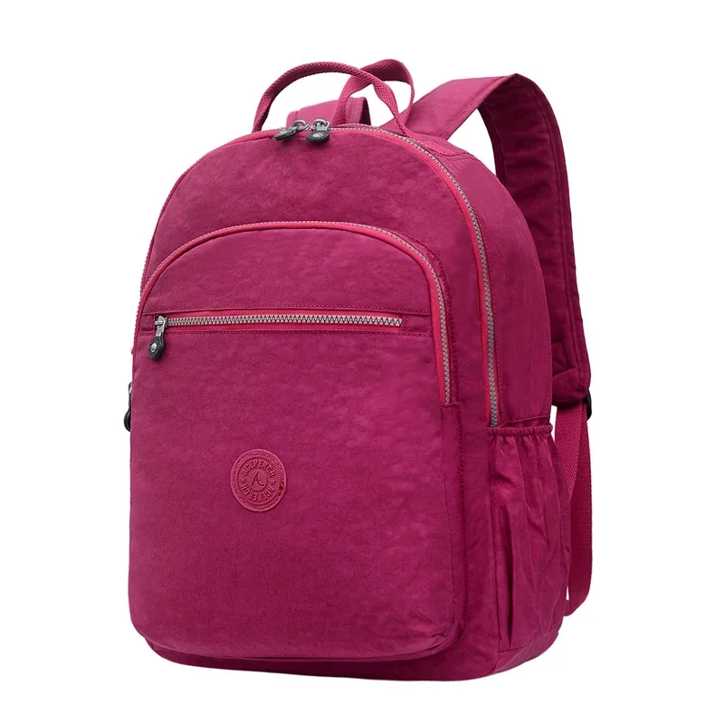 sac dos nylon gris anthracite compartiments poches latérales glissière accessoires pompon porte monnaie voyage école adolescente