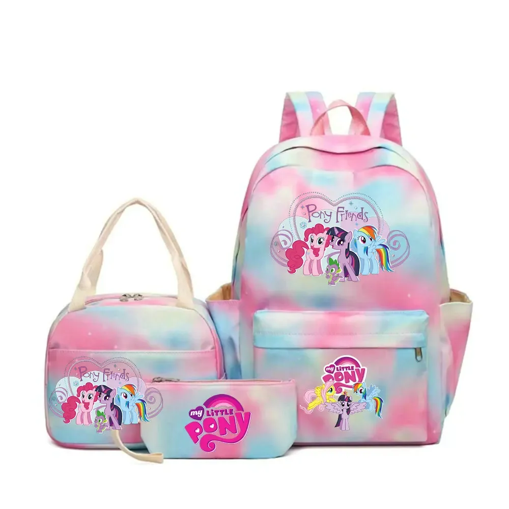 sac à dos my little pony, ensemble de 3 pièces, sac d'école pour étudiants, trousse à crayons, sac à dos de voyage pour adolescents, sac à dos décontracté pour ordinateur portable, mochilas