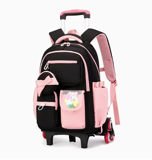 sac à dos à roulettes pour filles, sac à roulettes pour l'école pour enfants, sacs à roulettes pour l'école primaire, le collège et le lycée, sac à dos à roulettes pour filles