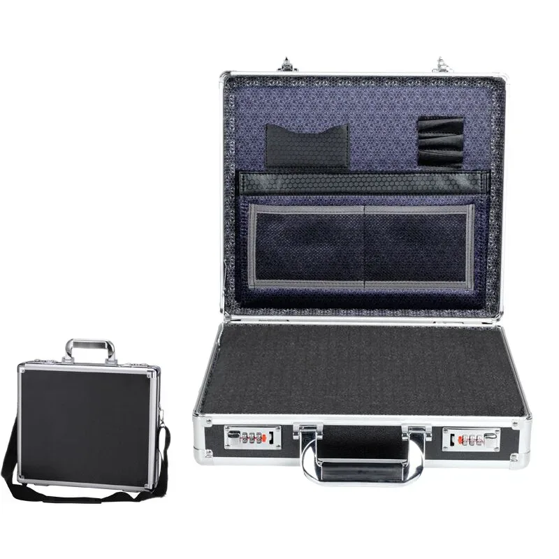 étui pour ordinateur portable verrouillable à cadre en aluminium-porte-documents de sécurité portable coffre-fort avec verrouillage par mot de passe pour fichiers informatiques