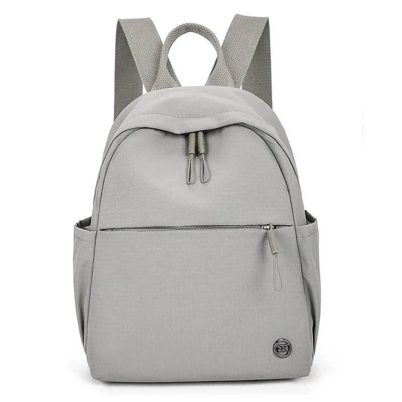 sac à dos tendance en nylon imperméable pour femmes, couleur unie, simple, loisirs, voyage, sacs à bandoulière pour adolescents