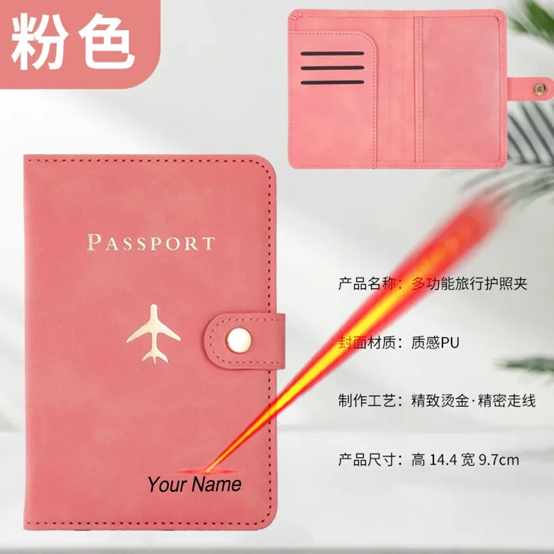 porte-passeport personnalisé avec nom personnalisé sur la couverture, étui de couverture pour passeport d'avion, organisateur de documents de voyage