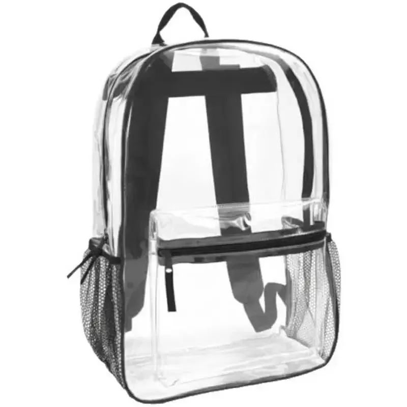 1 sac à dos transparent en pvc imperméable, avec sangles réglables, double fermeture éclair durable, idéal pour les stades de baseball, léger et transparent.
