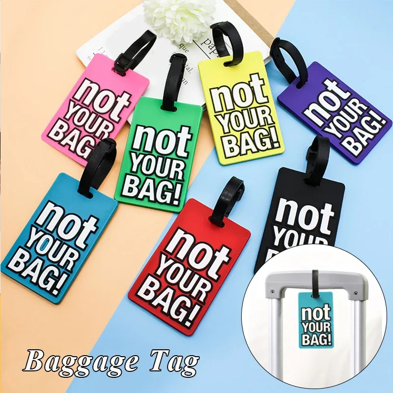 étiquettes de bagage en silicone portable, étiquette de valise, style dessin animé, lettre créative, accessoires de voyage mignons, pas votre sac, mode