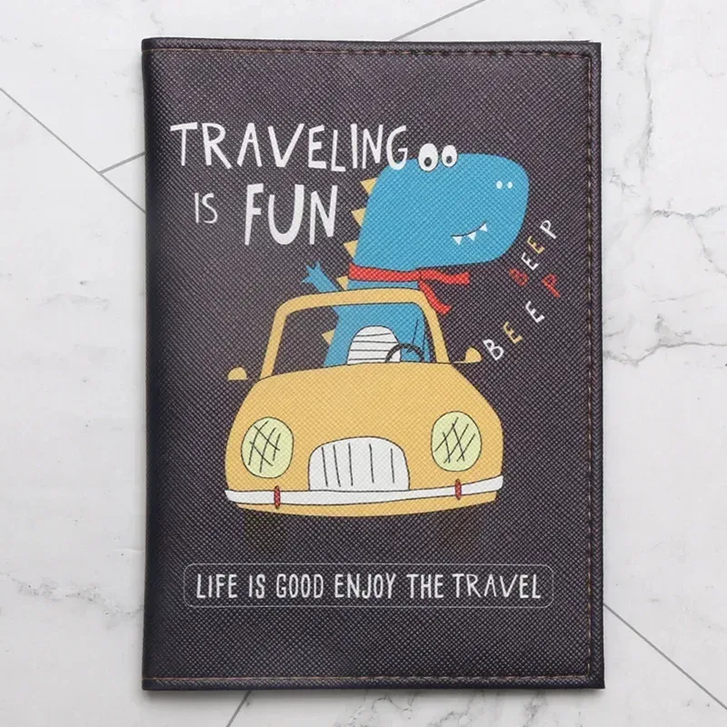 couverture de passeport en cuir de dessin animé mignon, 1 pièce, pour hommes, femmes et enfants, porte-passeport de voyage, porte-carte d'identité, portefeuille, accessoires d'embarquement portables