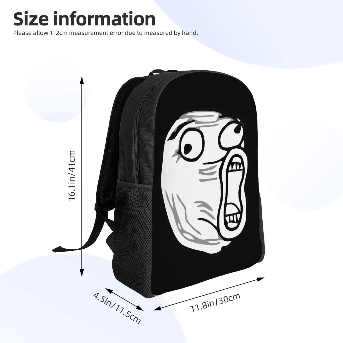 sac à dos personnalisé trollface amusant pour ordinateur portable, pour femmes et hommes, sac à dos basique pour l'école, le collège, les étudiants, sacs originaux