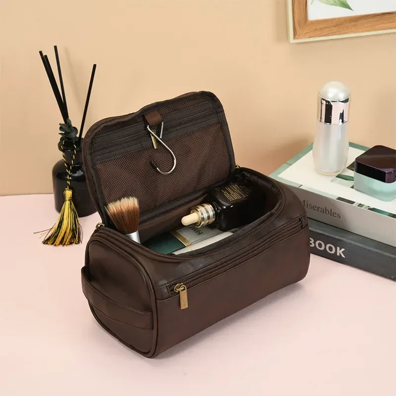 trousse de toilette vintage pour hommes - trousse à cosmétiques de voyage de luxe trousse de lavage suspendue pour les voyages d'affaires pochette de rangement pour organisateur de maquillage masculin