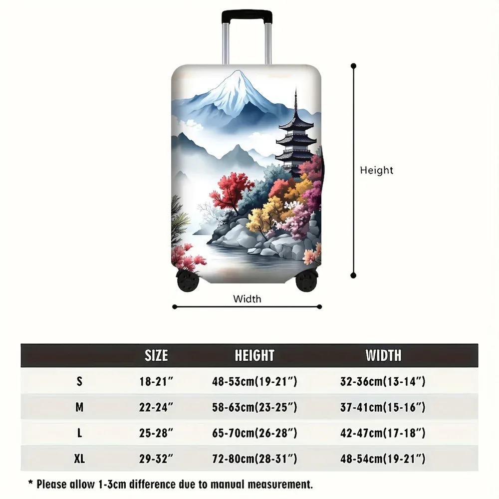 housse valise polyester motif pagode montagnes blanc noir bleu rouge vert rose protection voyage grande taille