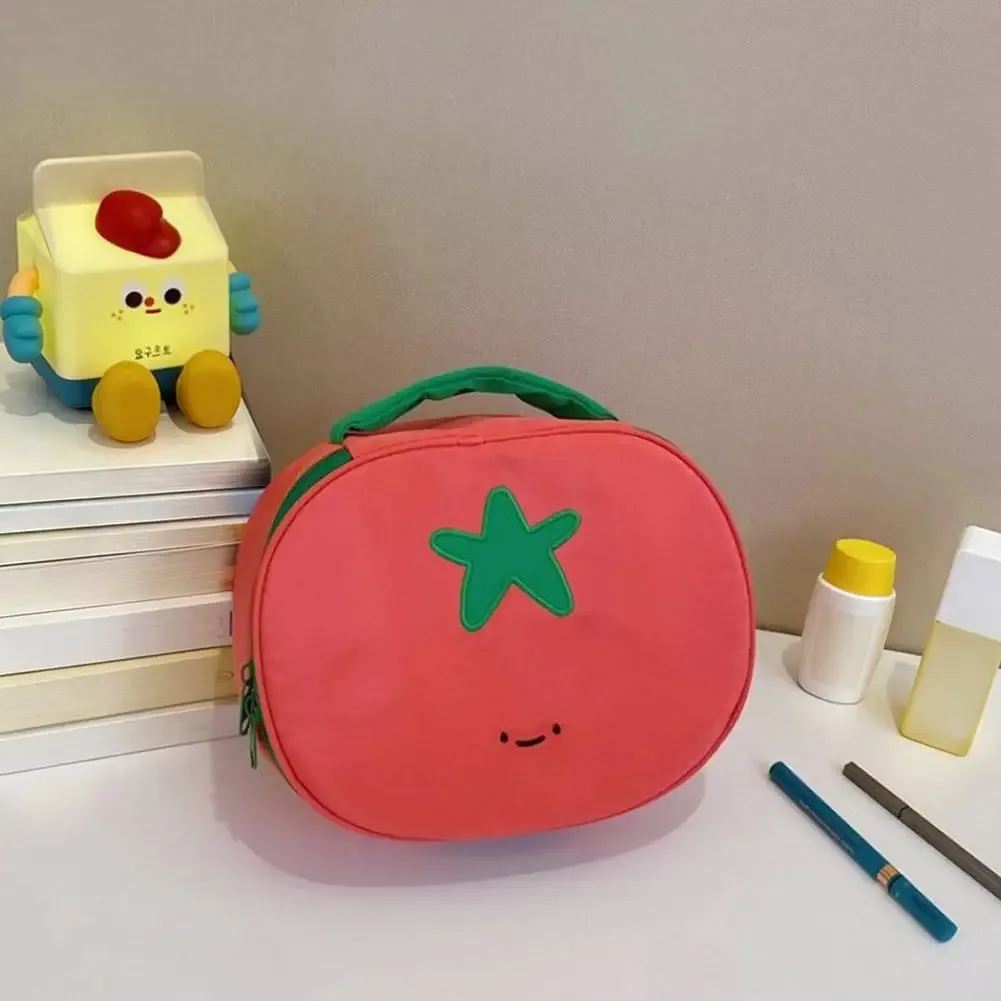 trousse de maquillage mignonne en forme de tomate, sac de voyage portable en nylon imperméable, grande capacité, trousse de toilette pour femmes