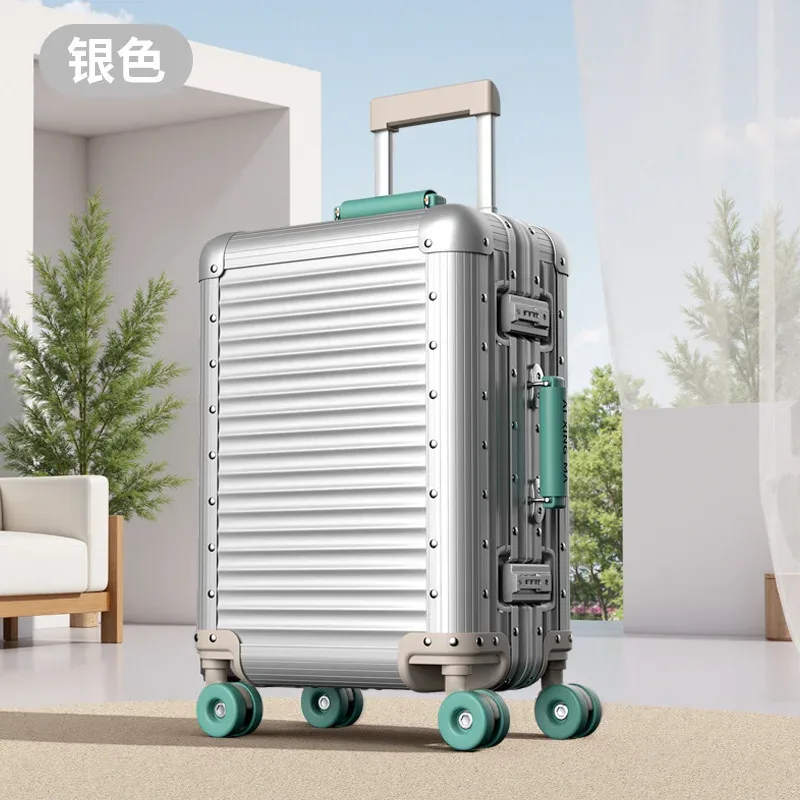 valise de voyage en alliage d'aluminium et de magnésium, bagages roulants, chariot de 20/24 pouces, valise d'embarquement de cabine à main, 100%