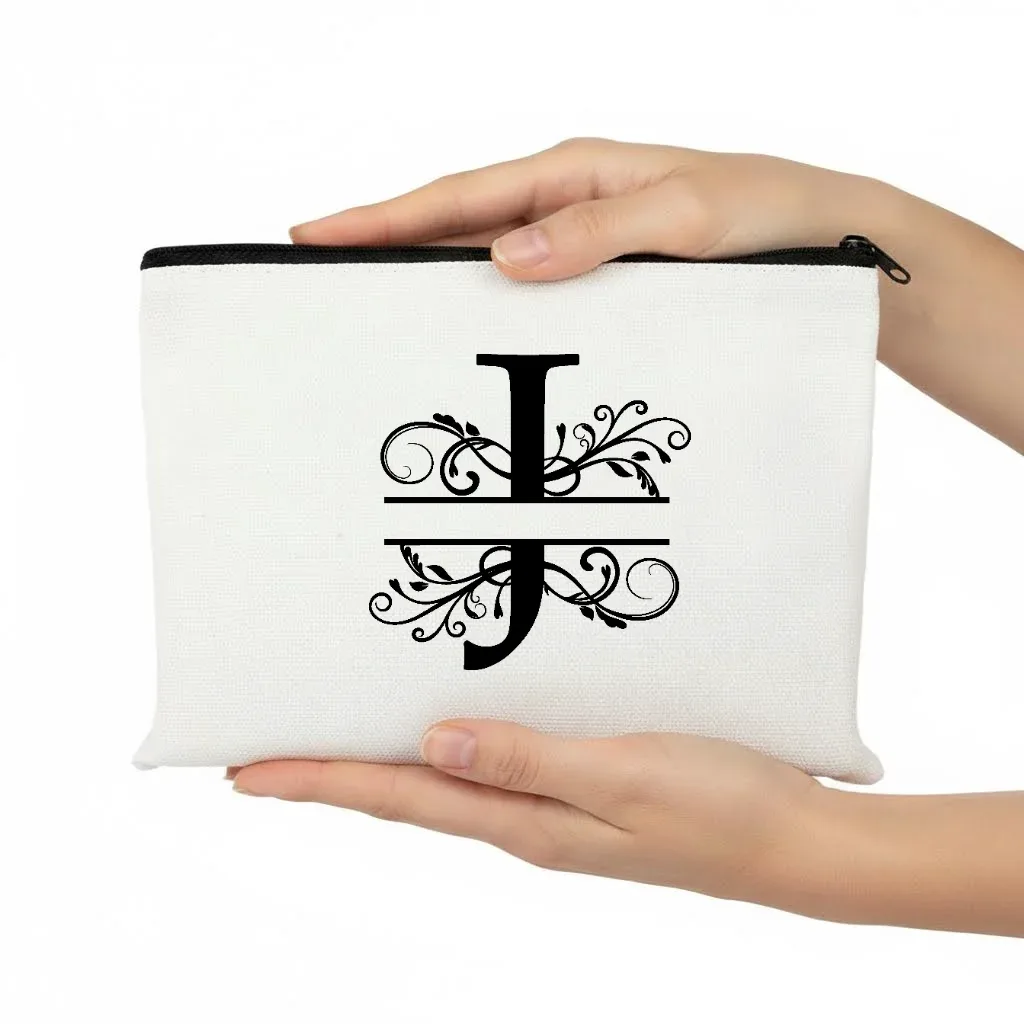 1pc trousse de maquillage personnalisable avec monogramme - pochette de voyage légère, pliable et durable avec fermeture éclair et impression de lettres personnalisées