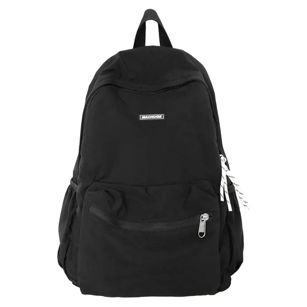 sac dos nylon beige clair pliable grande capacité bandoulière arquée poche intérieure zippée usage voyage décontracté