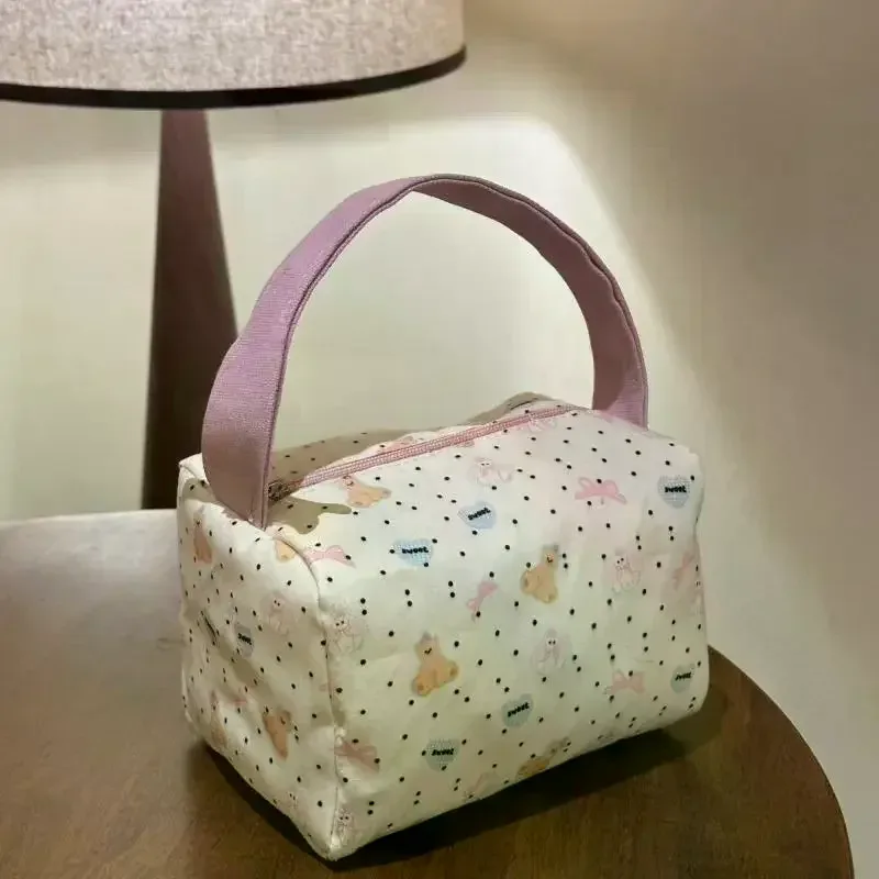 sac fourre-tout ours mignon de dessin animé grande capacité, trousse de maquillage, sac de rangement pour les déplacements et les voyages, organisateur de toilette, cadeaux