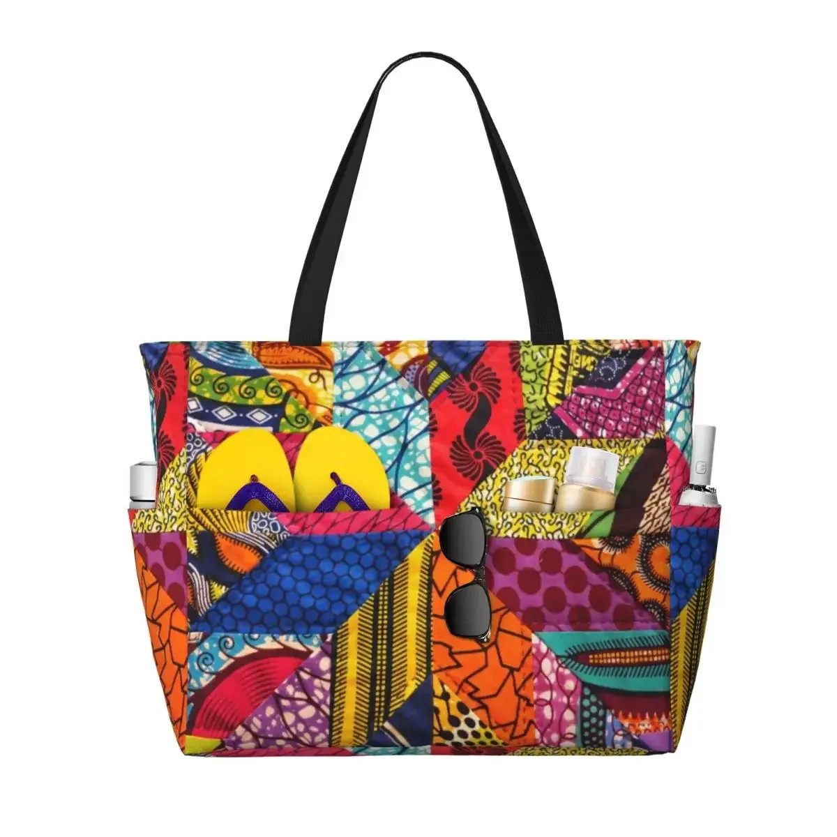 sac fourre-tout personnalisé en tissu kente africain pour femmes, grande capacité, sacs de voyage traditionnels ethniques africains ankara plage salle de sport
