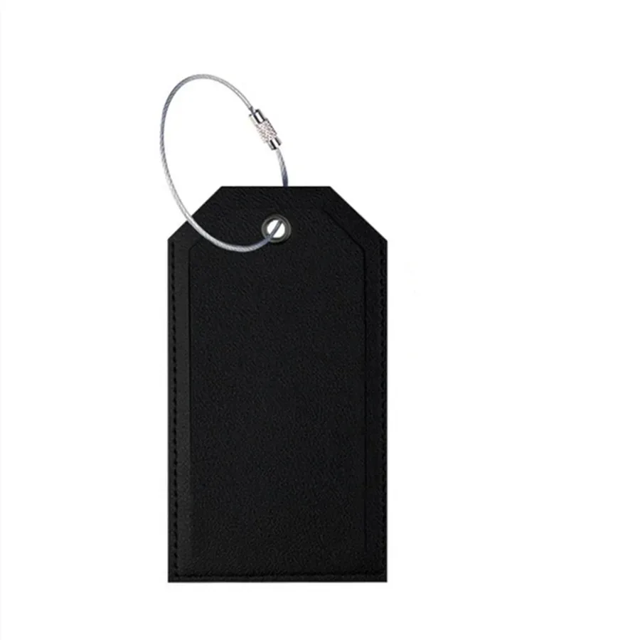 étiquette bagage simili cuir pu lisse rectangulaire anneau métallique couleurs vivantes voyage identification nom adresse