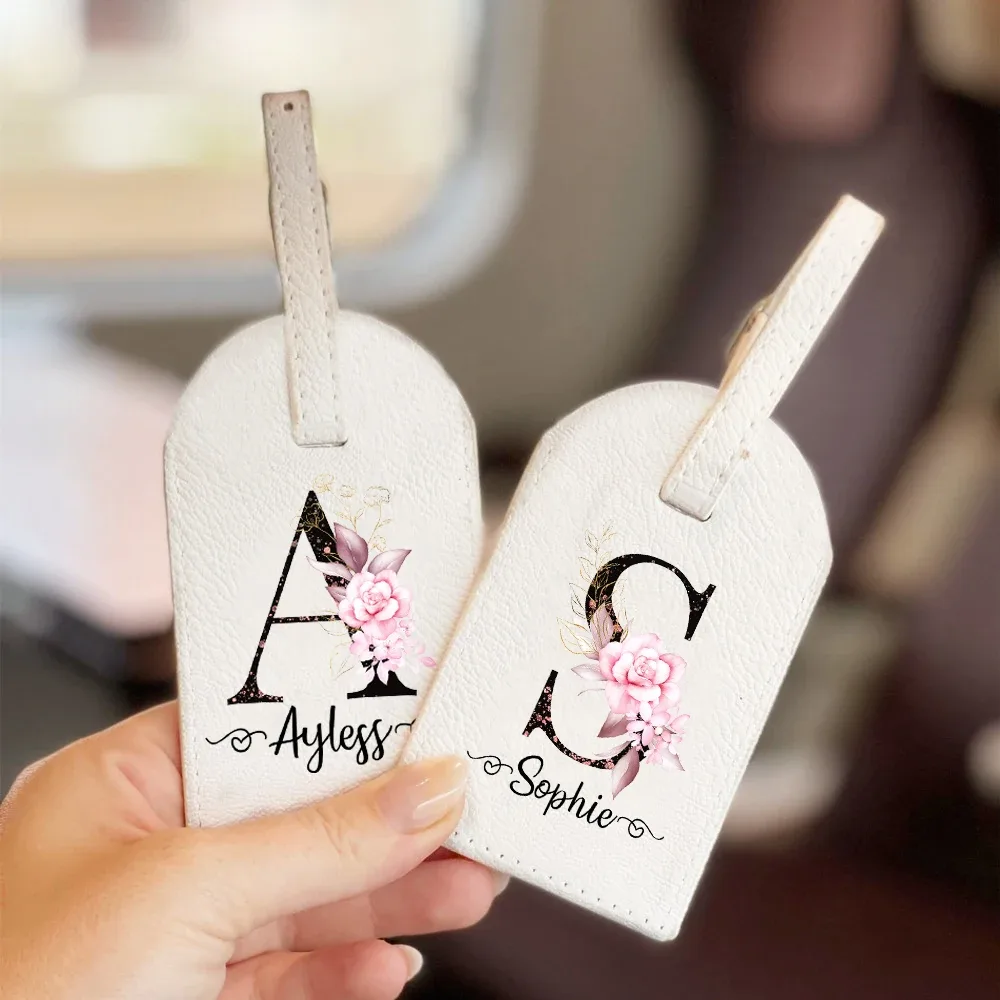 Étiquette de bagage en cuir PU personnalisée, nom personnalisé, étiquette d'identification de valise, étiquettes d'embarquement de bagages, voyage, mariage, cadeaux de demoiselle d'honneur
