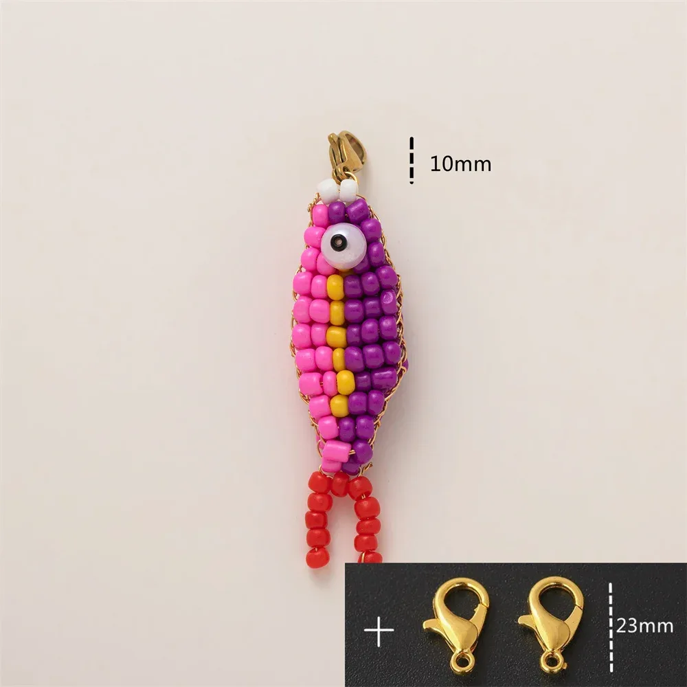 sac à dos en forme de poisson en perles fait à la main, pendentif à fermeture éclair, décoration suspendue pour filles, porte-clés d'étudiant, accessoires de bricolage, ornements
