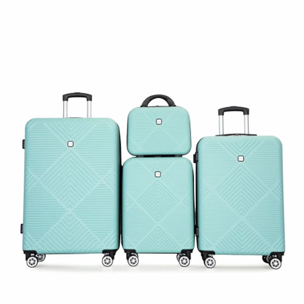 ensemble de bagages travelhouse 4 pièces, valise légère en abs avec roulettes pivotantes, 14" 20" 24" 28"