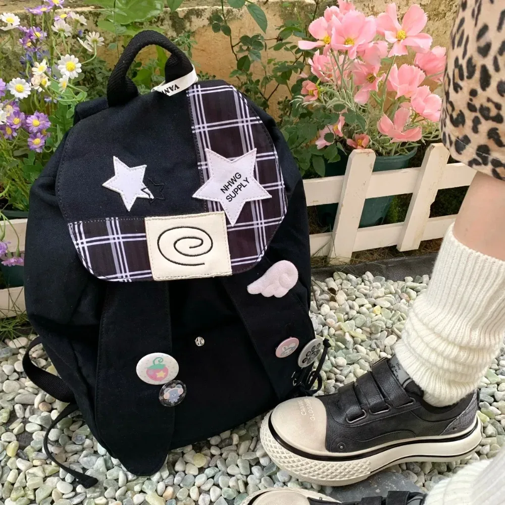Adolescentes oreilles de lapin Mochilas Mujer grande capacité étoile Plaid Mochila rabat sac Original sac à dos Hit couleur sacs pour femme