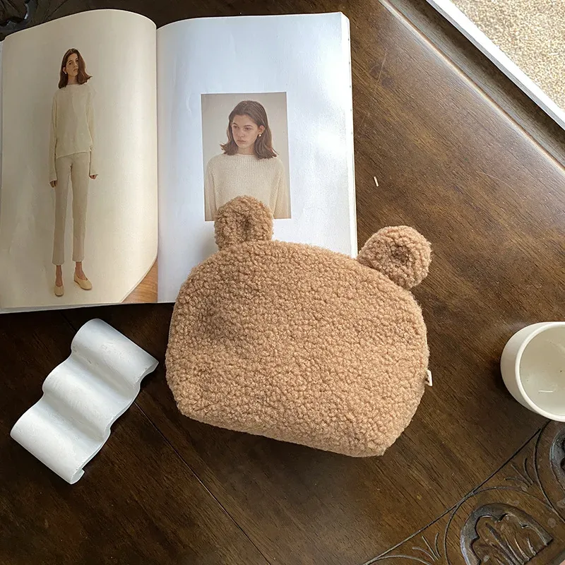trousse de maquillage personnalisée teddy sherpa, trousse de maquillage personnalisée, sac de voyage personnalisé, cadeau de demoiselle d'honneur, souvenir de mariage gi