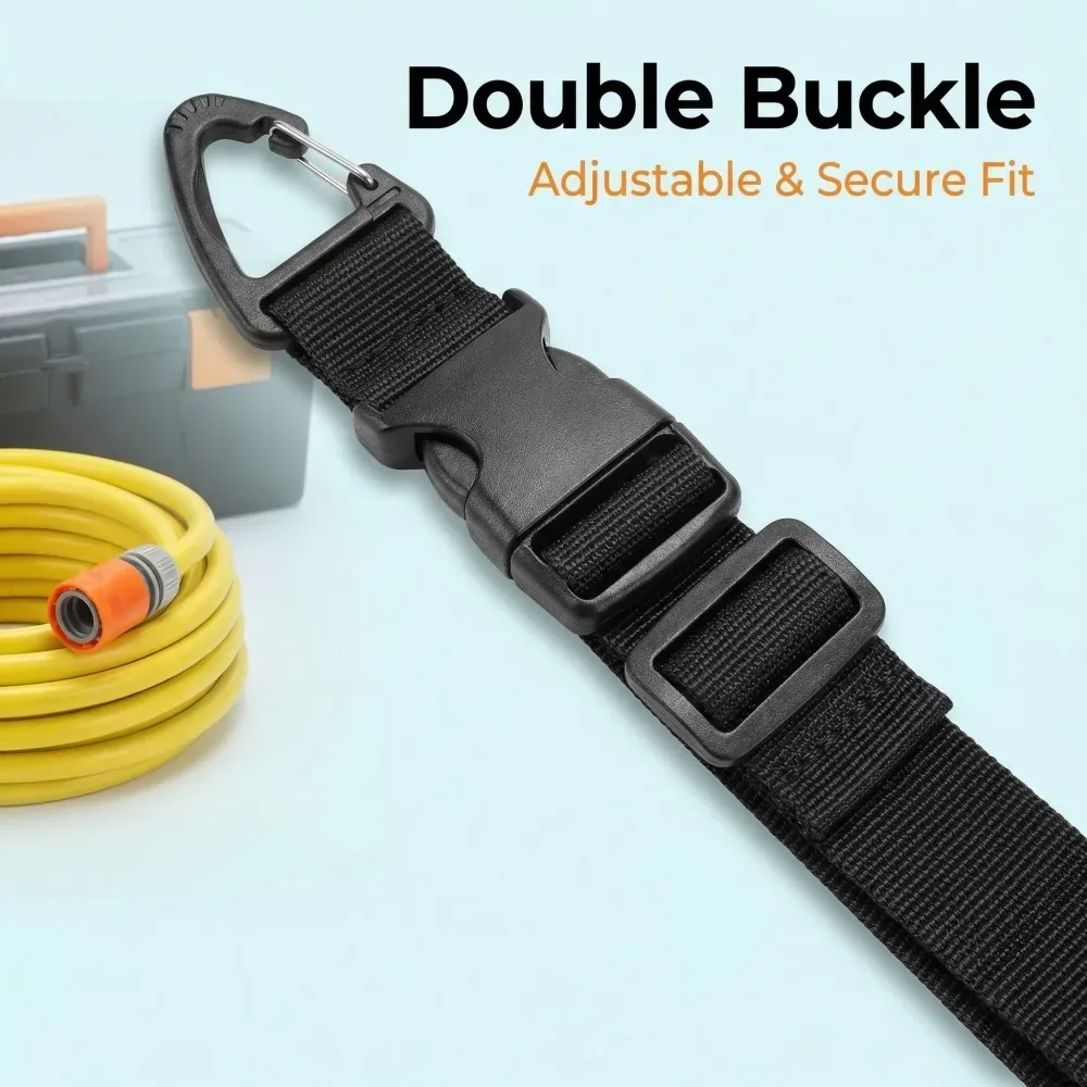 ceinture sécurité polyester noir boucle double carabiner crochet accessoires voyage sangles chapeaux transport vêtements