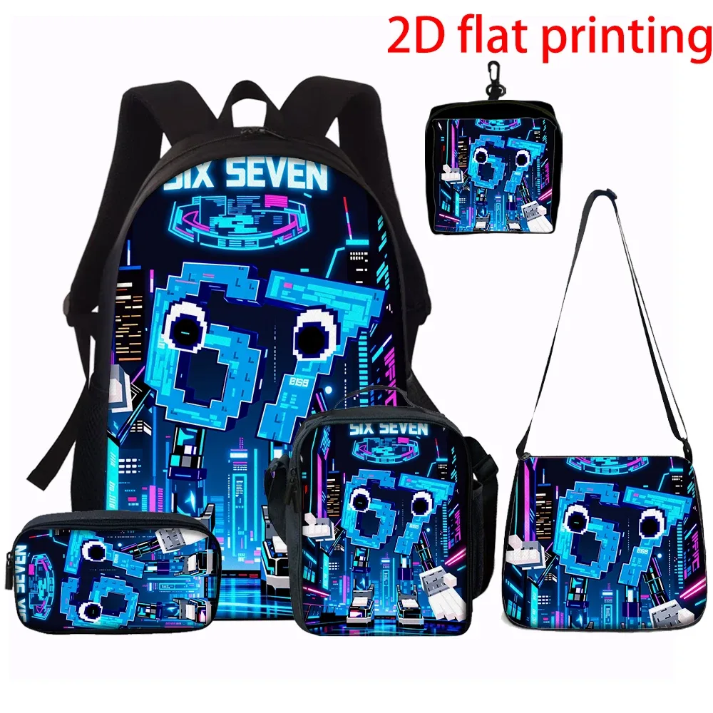 sac dos polyester design pixelisé sourire néon urbain bleu noir voyage école capacité inférieure deuxize ultragélight