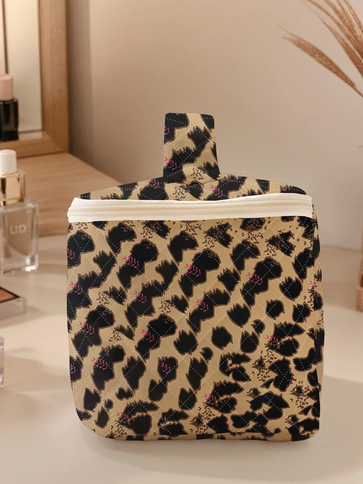 organisateur voyage polyester motif tigre léopard fleurs cube sac cosmétiques grande capacité transport cosmétiques