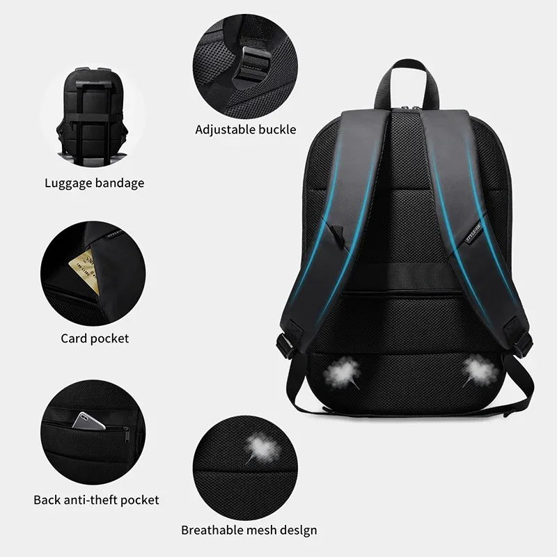 heroic knight – sac à dos de voyage extensible, fin, pour hommes d'affaires, sac pour ordinateur portable de 15.6 pouces, léger, simple, étanche, pour le bureau et l'université