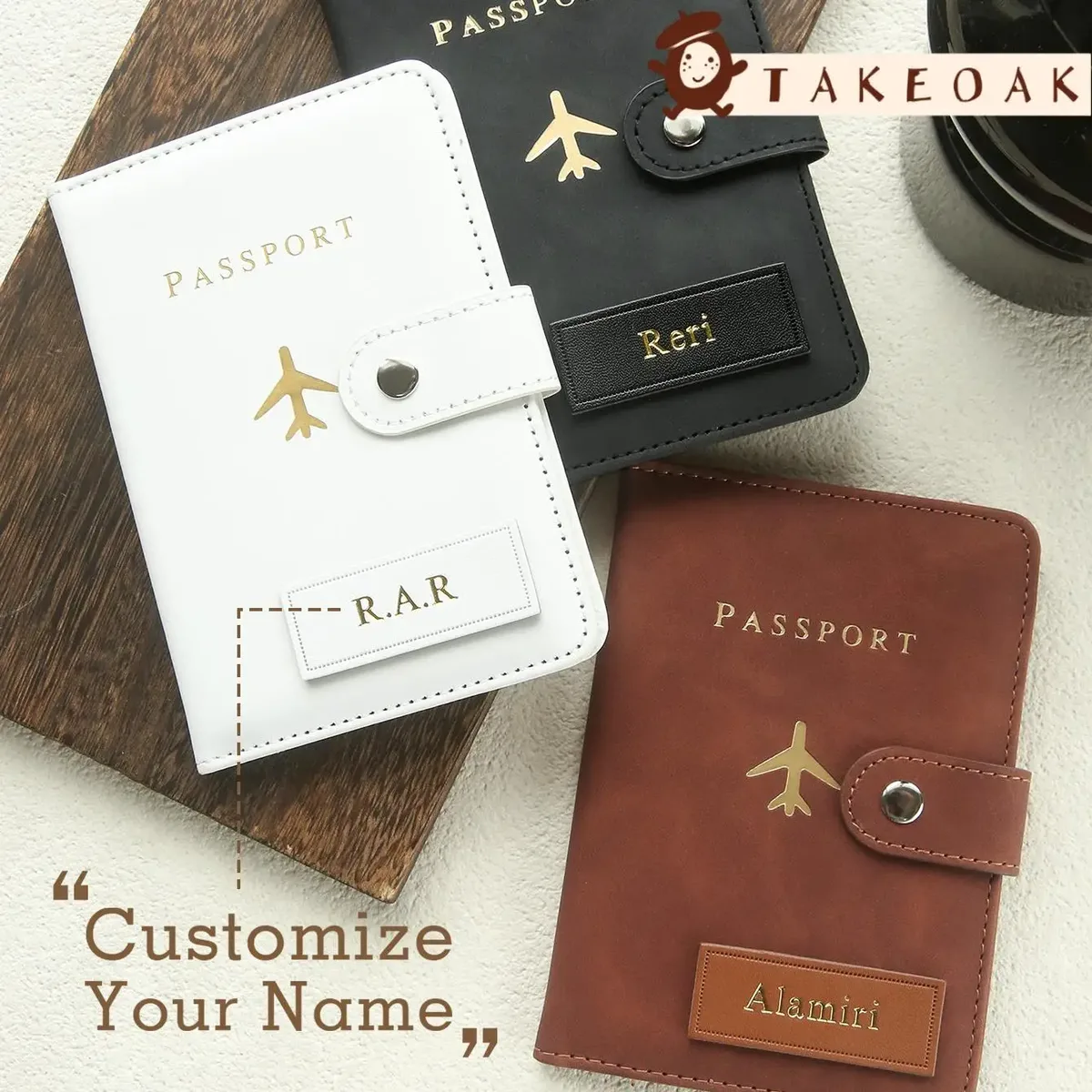 1PCS Porte-passeport personnalisé avec nom, couverture de passeport en daim, sac de passeport en similicuir texturé, accessoires de voyage personnalisés
