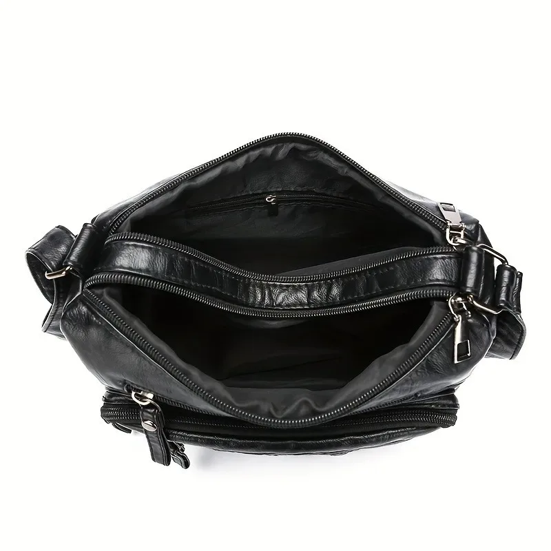 1 pièces en cuir pu souple multi-poches sac à bandoulière grande capacité minimaliste décontracté épaule sac à bandoulière à la mode
