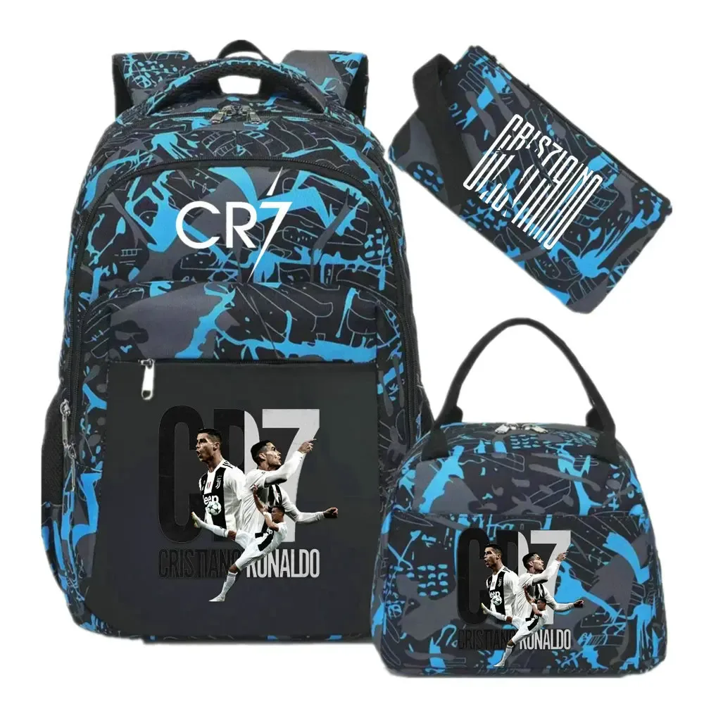 sac à dos pour ordinateur portable cr7, pour femmes et hommes, sacs à dos décontractés pour le sport et le football, sac à dos oxford pour femmes, sac d'école pour hommes, sac de voyage, mochilas 3 pièces