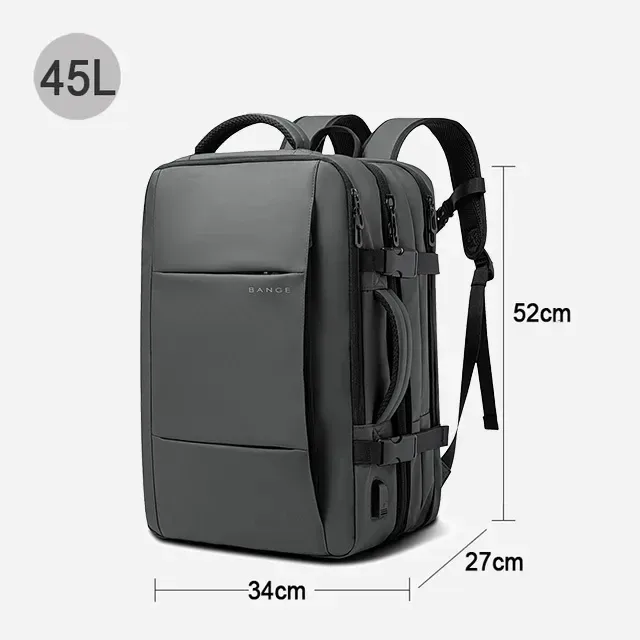 sac dos oxford université noir bandes grises poche latérale port usb sangles respirantes grande capacité voyage étanche