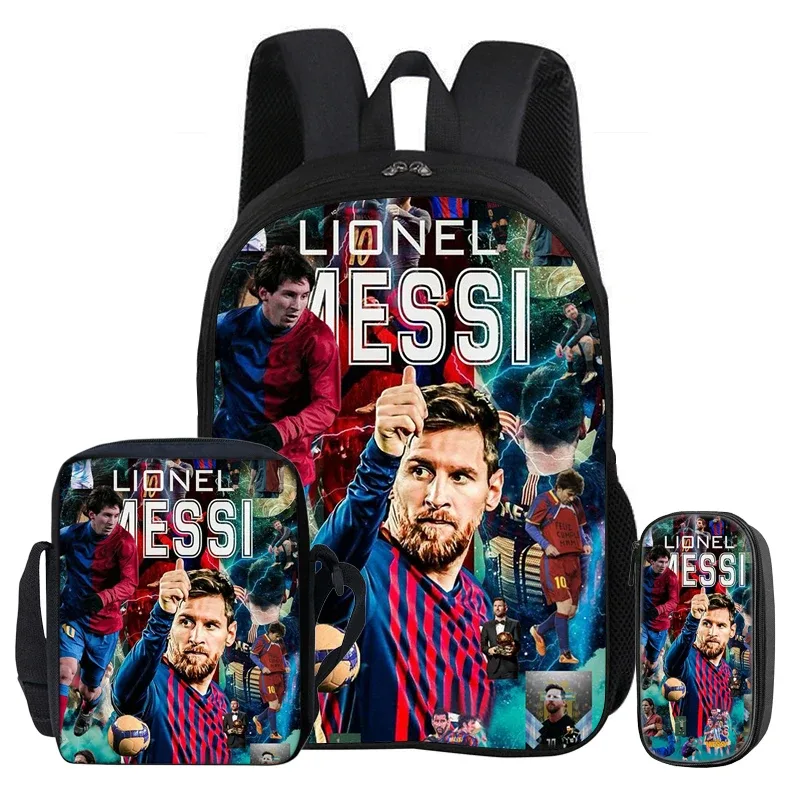sac à dos pour enfants, ensemble de 3 pièces, sac à dos football star, meilleur cadeau, sac à bandoulière pour étudiants, sacs à crayons, sac à livres m-messis