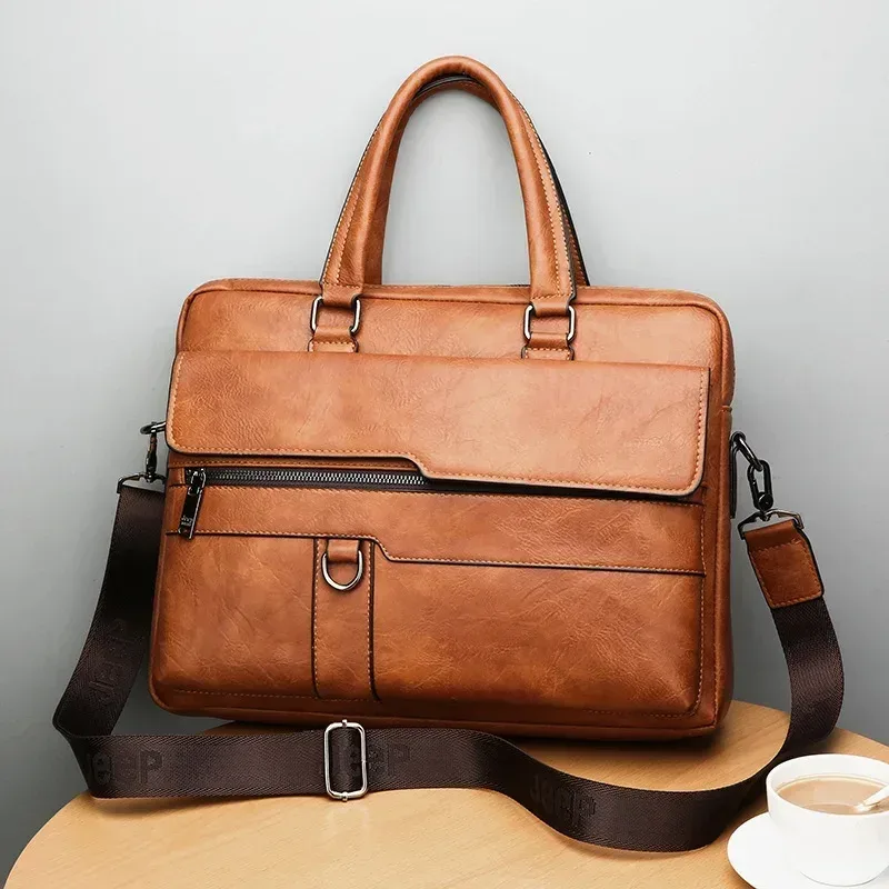 hommes huile cireux cuir antique design noir mallette d'affaires 16 "étui à documents pour ordinateur portable attache sac de messager fourre-tout portefeuille