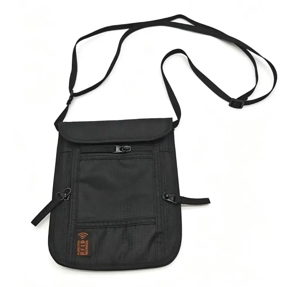 portefeuille de voyage pour le cou, porte-passeport anti-rfid avec sangle de cou réglable pour protéger l'argent, les cartes de crédit et les documents de voyage.