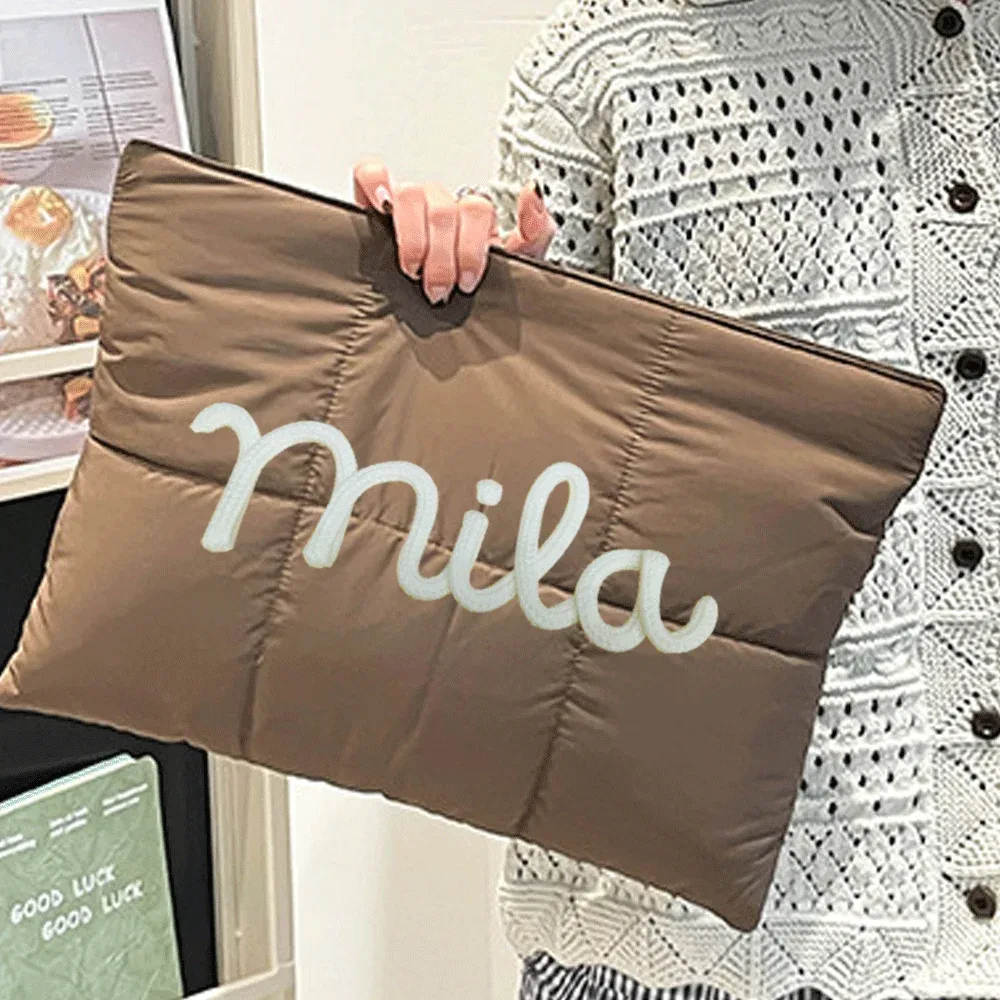 sac pour ordinateur portable personnalisé, étui pour ordinateur portable matelassé avec lettres en chenille personnalisées, housse pour ordinateur portable de 12x16 pouces, cadeau de bureau