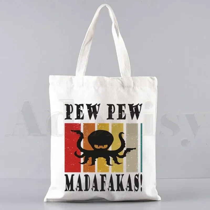 pew pew madafakas sac fourre-tout unisexe sacs en toile sacs à provisions imprimé sac à bandoulière décontracté pliable