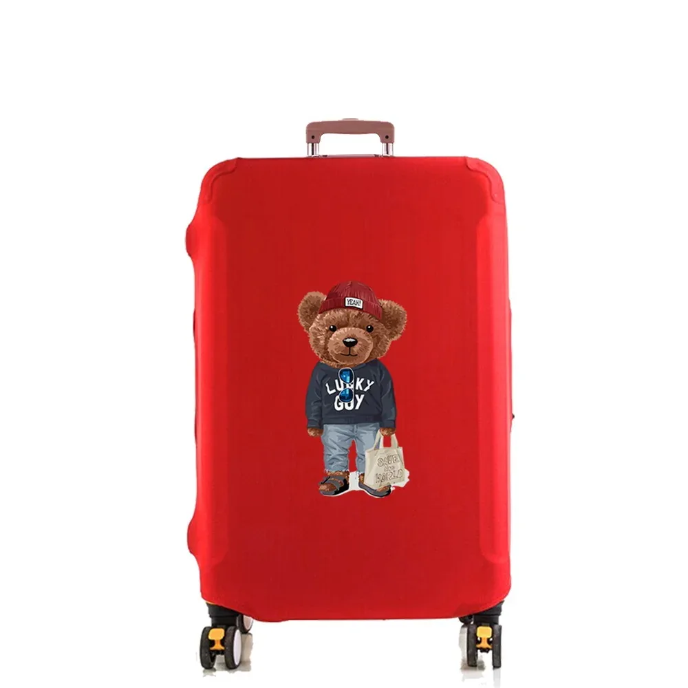 housse de protection pour valise de voyage, housse de protection élastique contre la poussière, adaptée aux valises de 18 à 32 pouces, motif ours de voyage à la mode