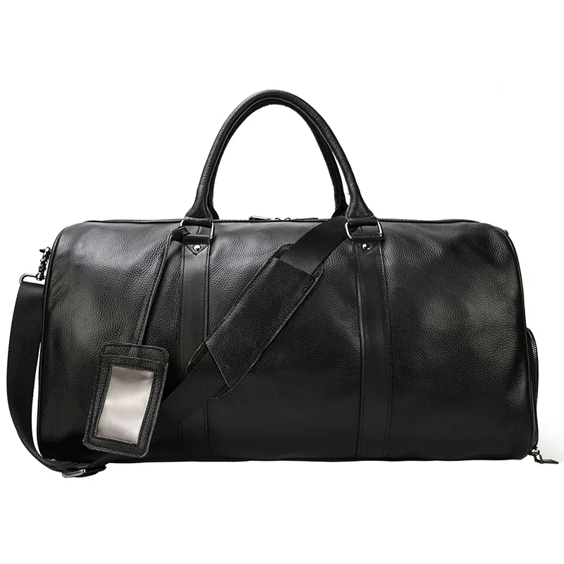 sacs de voyage en peau de vache naturelle, sac de nuit imperméable en cuir pour hommes, sac à main pour bagages d'avion, sac de week-end pour hommes d'affaires 55cm