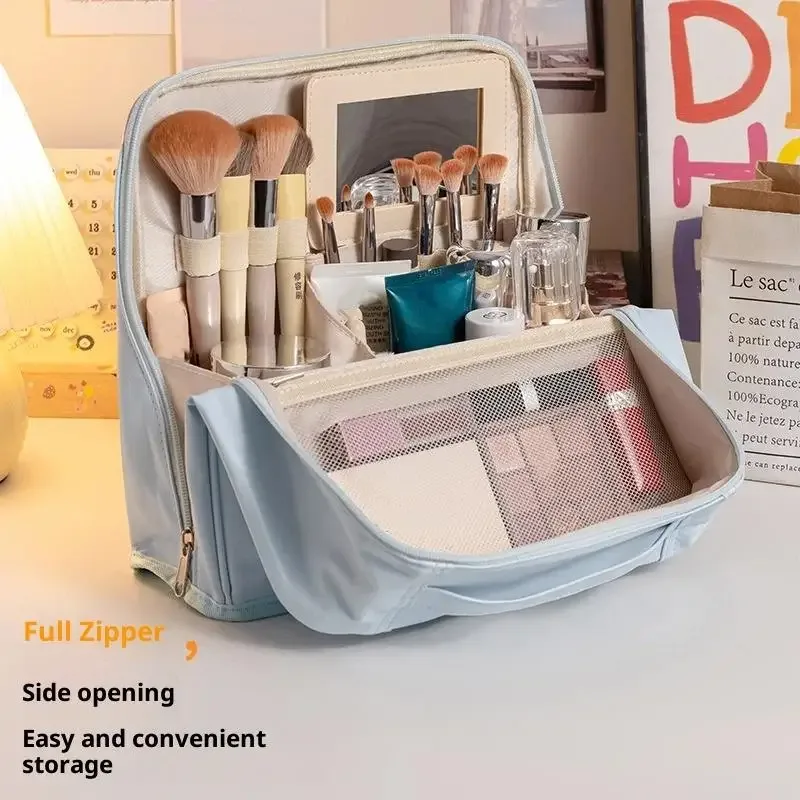 grande trousse de toilette imperméable à grande capacité pour femmes, organiseur de maquillage de voyage